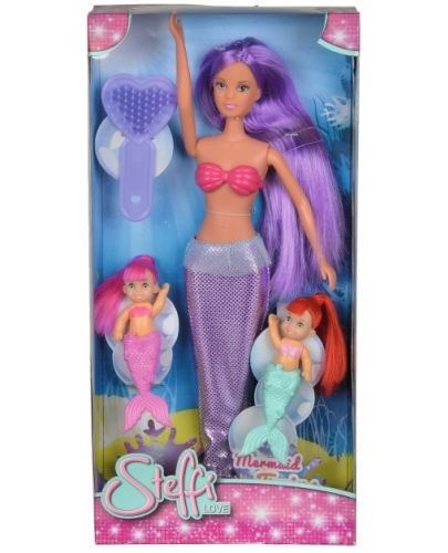 Кукла Simba Toys Steffi Love - Стефи, с лилава коса и малки русалки - 1