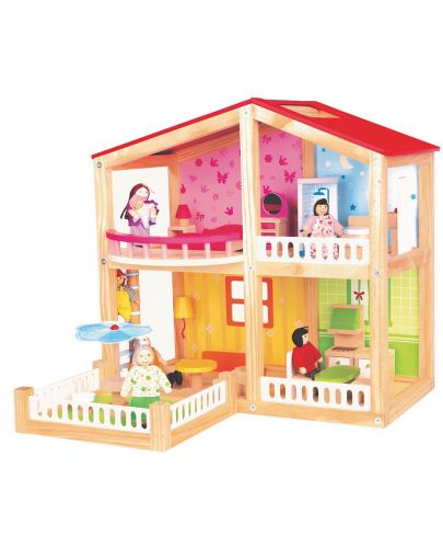 Дървена къща за кукли Lelin - Фантазия, двуетажна - 2