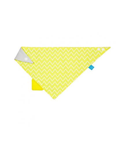 Lassig Триъгълна кърпа Bandana Yellow zigzag със силиконова гризалка - 1