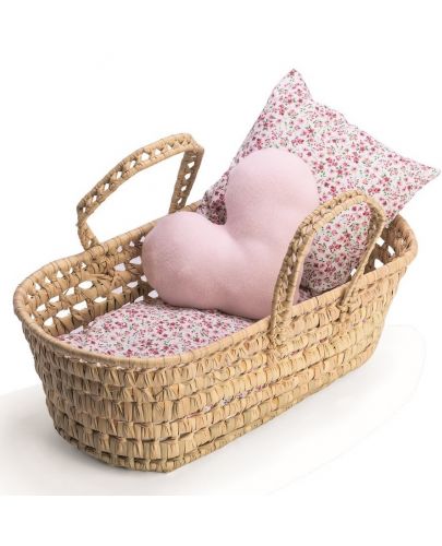 Легло за кукла Asi - Плетен кош със завивки - 1