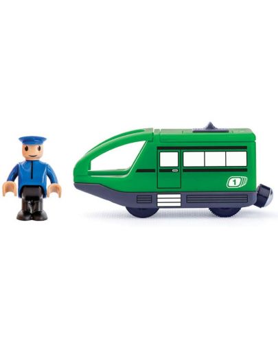 Локомотив Woody - Зелен, с батерия и машинист - 1