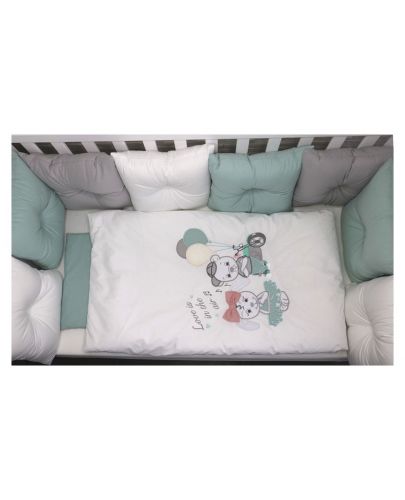 Луксозен спален комплект Bambino Casa - Pillows verde, 12 части - 1