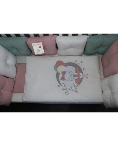 Луксозен спален комплект Bambino Casa - Pillows rosa, 12 части - 2