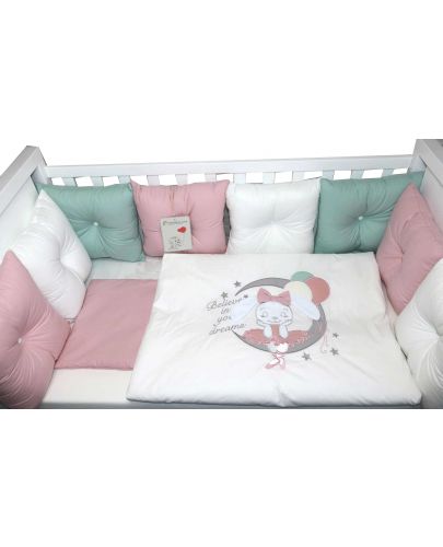 Луксозен спален комплект Bambino Casa - Pillows rosa, 12 части - 1