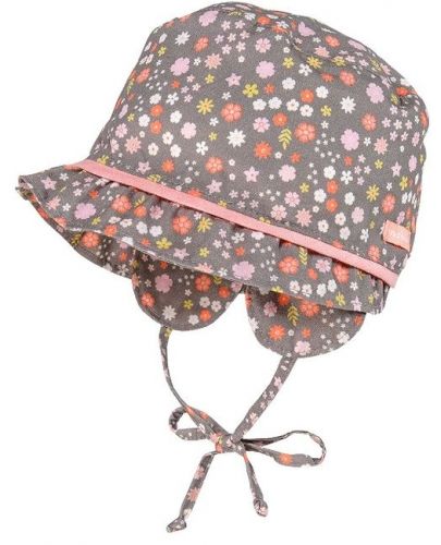 Лятна шапка с периферия Maximo - размер 43, кафява на розови цветя - 1