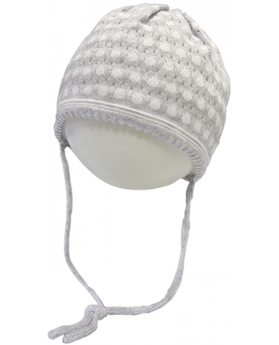 Лятна плетена шапка Maximo - размер 39, сиво-бяла - 1