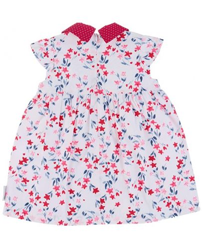 Лятна бебешка рокля Sterntaler - На цветя, 68 cm, 5-6 месеца, бяла - 3