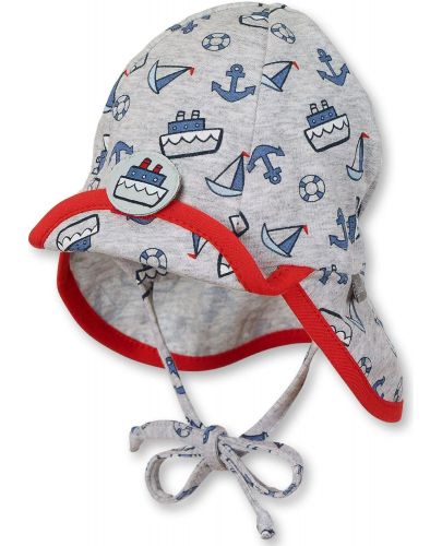 Лятна бебешка шапка с UV 50+ защита Sterntaler - 43cm,  5-6 месеца, сива - 1