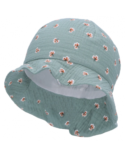 Лятна шапка с UV 50+ защита Sterntaler - Щампа на цветя, 49 cm, 12-18 месеца, зелена - 1