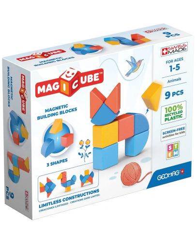 Магнитни кубчета Geomag - Magicube Животни, 9 части - 1