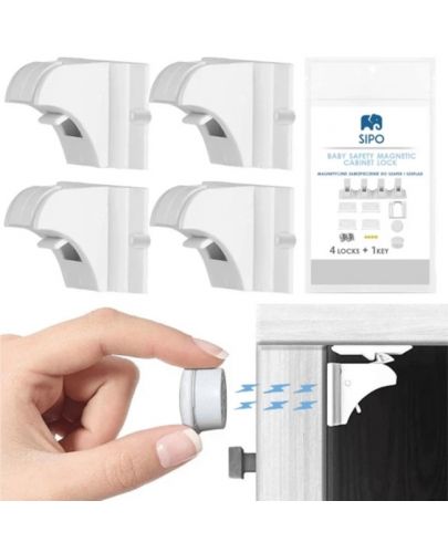 Магнитни предпазни брави за шкафове и чекмеджета Sipo - 4 броя - 4
