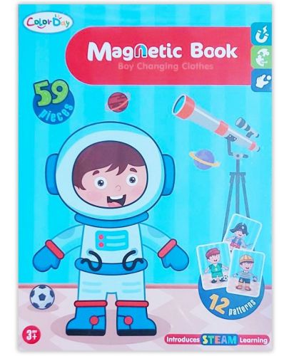 Магнитна книга Raya Toys - Дрехи за преобличане с момче, 59 части - 1