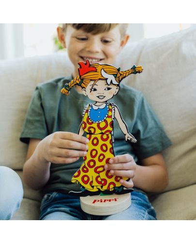 Магнитна дървена кукла с дрехи Micki Pippi -  Пипи дългото чорапче - 3