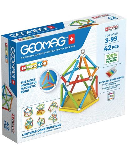 Mагнитен конструктор Geomag - Supercolor, 42 части - 1
