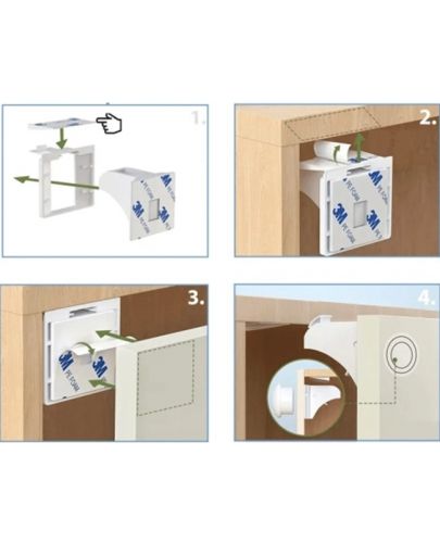 Магнитни предпазни брави за шкафове и чекмеджета Sipo - 4 броя - 7