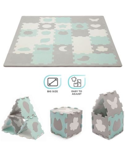 Меко килимче за игра KinderKraft - Luno Shapes, мента - 9