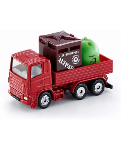 Метална количка Siku - Рециклиращ камион за боклук, с контейнери - 2