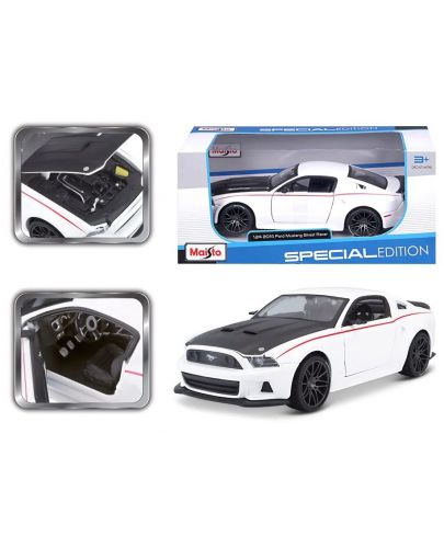 Метална кола Maisto Special Edition - Ford Mustang Street Racer 2014, бяла, 1:24 - 5