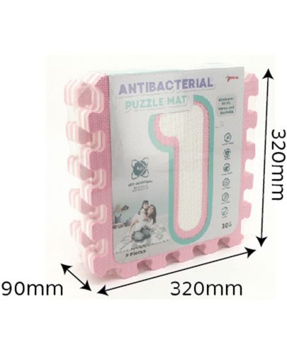 Мек антибактериален пъзел Sun Ta Toys - Числа, розов, 9 части - 2