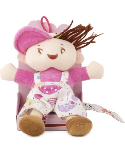 Мека кукла Амек Тойс - Момче с розова шапка, 14 cm - 1