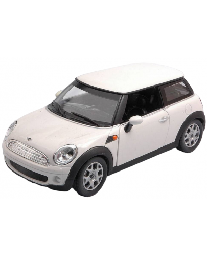 Метален автомобил Newray - Mini Cooper, 1:24, бял - 1