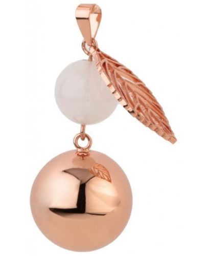 Медальон за бременни Bola - Розово злато с листо и перличка - 1