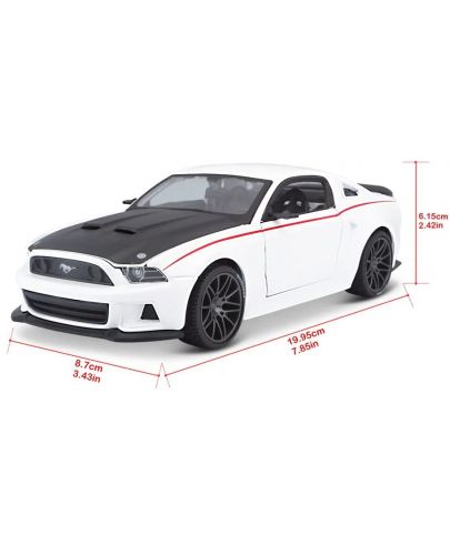 Метална кола Maisto Special Edition - Ford Mustang Street Racer 2014, бяла, 1:24 - 9