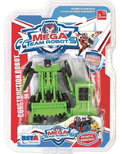 Метална играчка RS Toys - Мини трансформер, зелен багер - 1