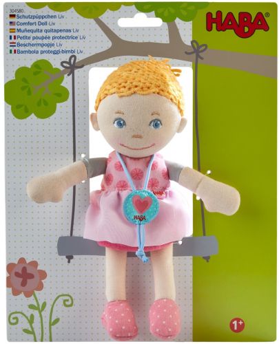 Мека кукла Haba - Лив, с медальон за късмет, 20 cm - 3