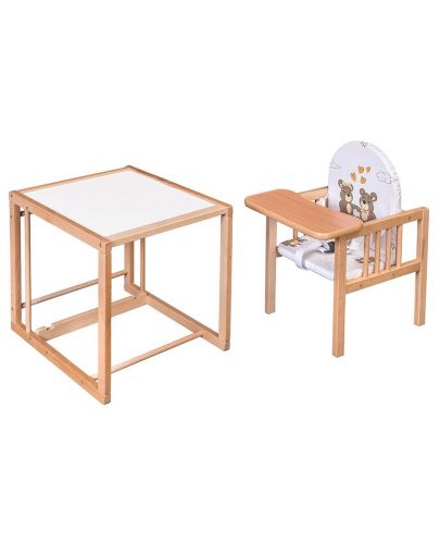 Мека подложка за дървено столче за хранене New Baby - Мечета - 3