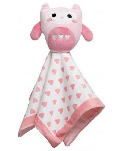 Мека кърпичка Pearhead - Owl pink, С играчка  - 1