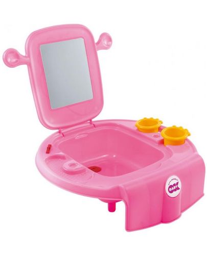 Мини мивка с тоалетка OK Baby - Спейс, розова - 1