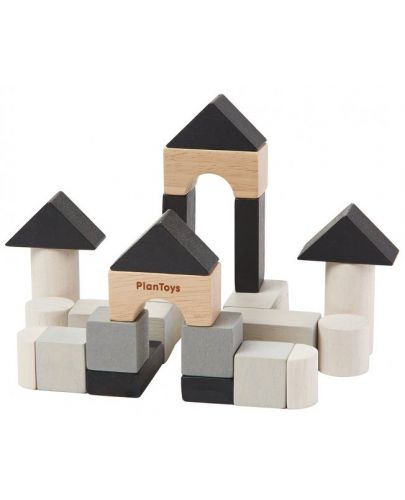 Мини комплект дървени кубчета PlanToys, 24 броя  - 1