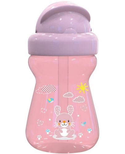 Мини спортна бутилка Lorelli Baby Care - Animals, 200 ml, розова - 1