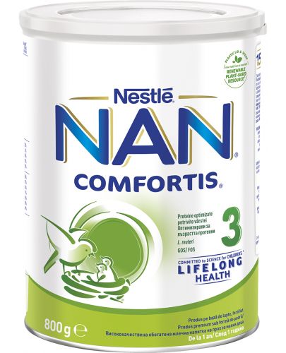 Млечна напитка на прах Nestle Nan - Comfortis 3, опаковка 800 g - 1