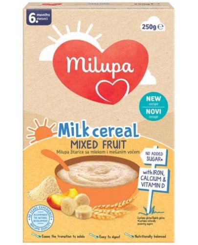 Млечна каша Milupa - Плодове, 250 g  - 1