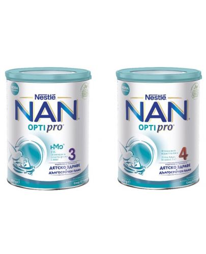 Млечна напитка на прах Nestle Nan - Optipro 3 + Optipro 4, 2 х 800 g - 1