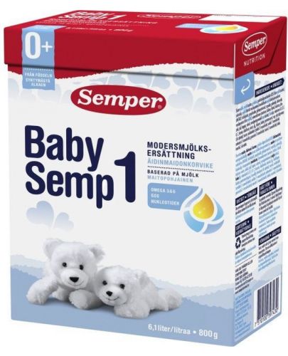 Мляко за кърмачета Semper BabySemp 1, 800 g - 1