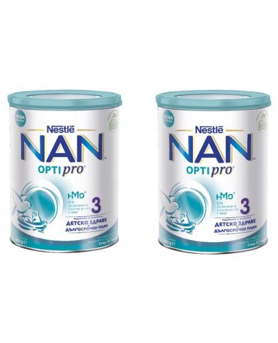 Млечна напитка на прах Nestle Nan - Optipro 3, 2 х 800 g - 1