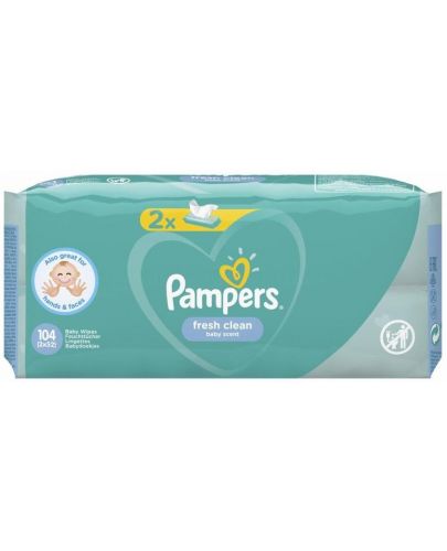 Мокри кърпички Pampers - Fresh Clean, 2 x 52 броя - 1