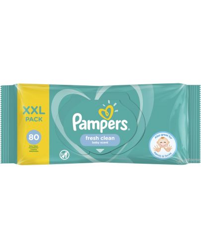 Мокри кърпички Pampers - Fresh Clean, 80 броя - 1