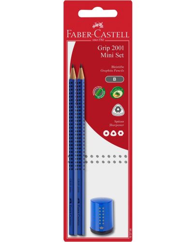 Моливи Faber-Castell Grip 2001 - 2 броя, острилка - 2