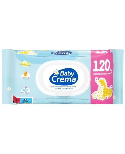 Мокри кърпички Baby Crema - 120 броя - 1