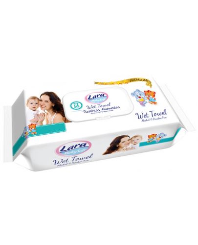 Мокри кърпи с капак  Lara Baby Soft - Premium, 72 броя - 1