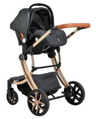 Комбинирана детска количка 3в1 Moni - Polly, Черна - 5