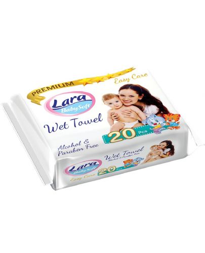 Мокри кърпи с лепенка Lara Baby Soft - Premium, 20 броя - 3