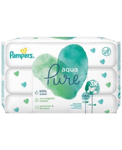 Мокри кърпички Pampers Aqua - 144 броя - 1