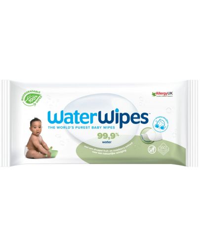 Мокри кърпички Water Wipes, със сапунено орехче, 60 броя - 1