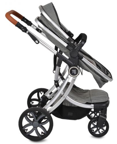 Комбинирана детска количка 3в1 Moni - Polly, Сива - 6