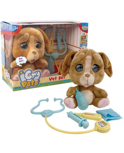 Плачеща плюшена играчка със сълзи Giochi Emotion Pets - Куче, с ветеринарни принадлежности - 1